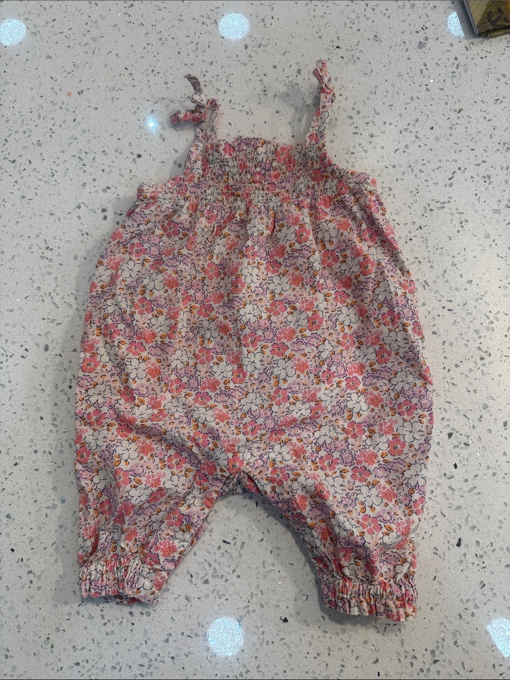 GAP Pink Floral Smocked Baby Romper